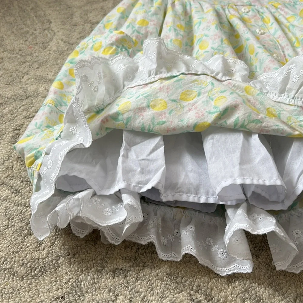 GIrls Lemon Pattern Sun Dress Size 6 - Picture 4 of 6